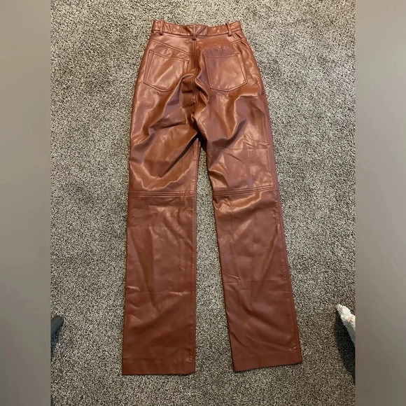 NWOT House of CB Inaya Stretch Vegan Leather Trousers in Brown - size S - Picture 10 of 11